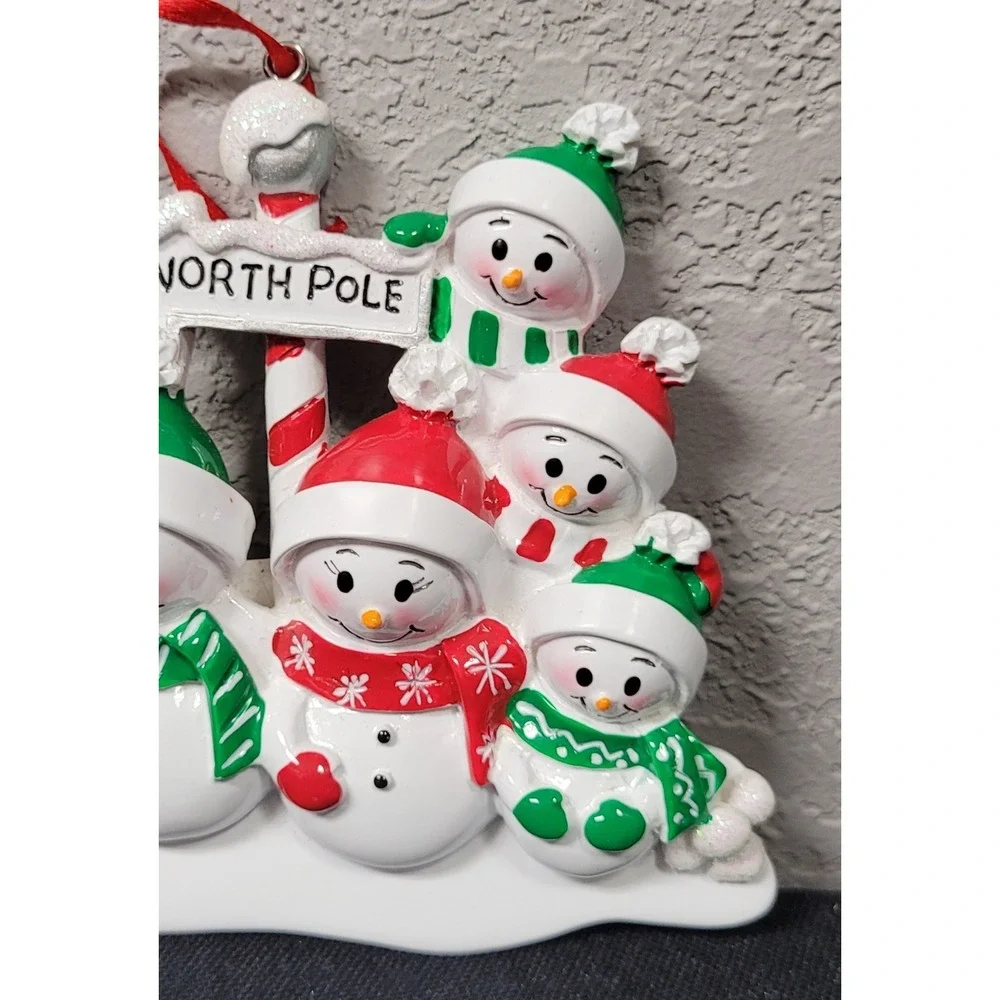 PolarX Personalizable North Pole Snowman Family of 7 Christmas Tree Ornament